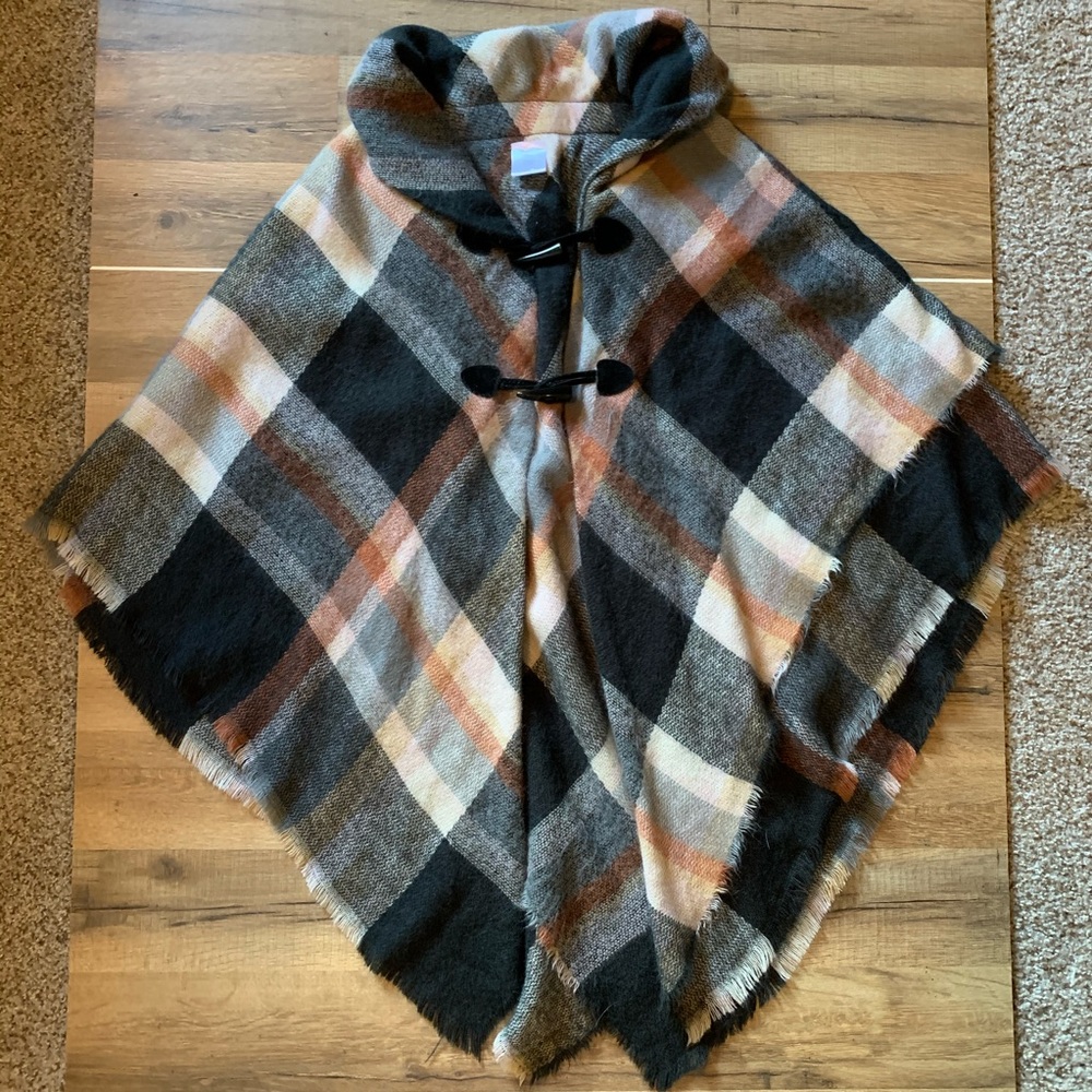 Plaid poncho